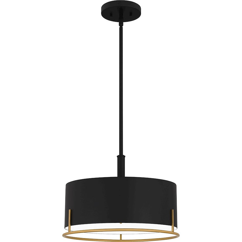 Quoizel Chalfont 3 Light Pendant, Matte Black/Metal