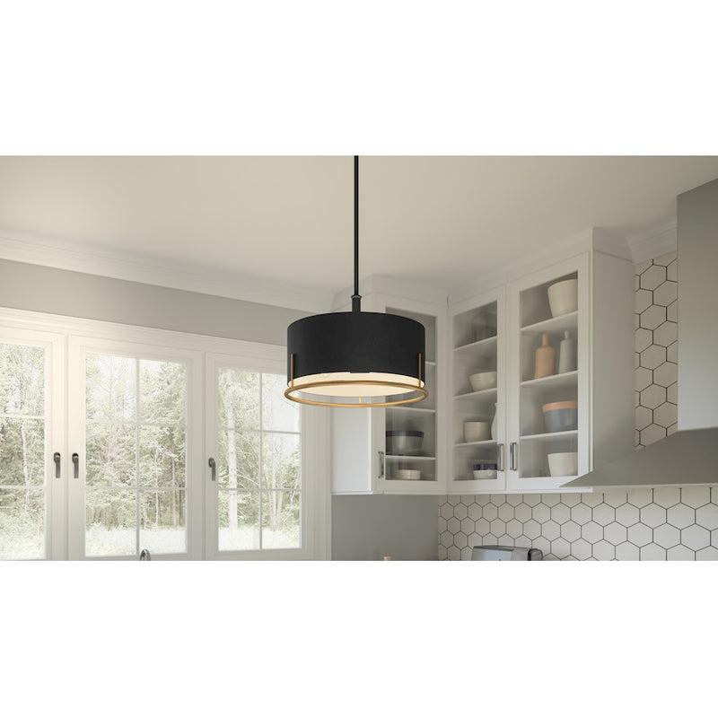 Quoizel Chalfont 3 Light Pendant, Matte Black/Metal