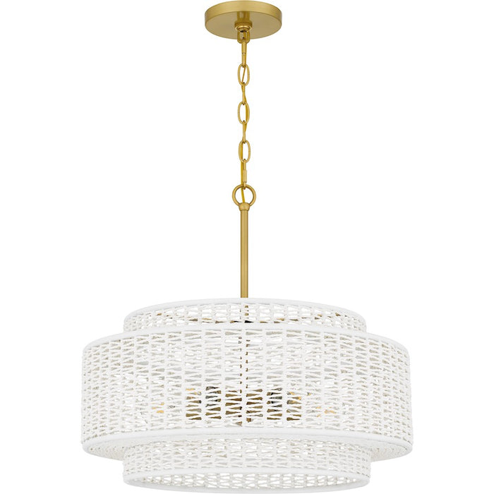 Quoizel Teton 5 Light Pendant, Brushed Gold/Rope