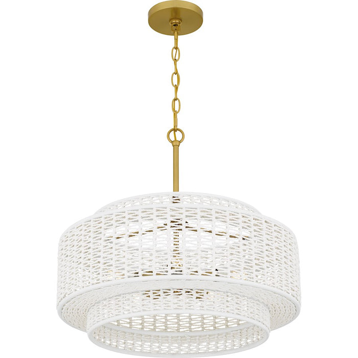 Quoizel Teton 5 Light Pendant, Brushed Gold/Rope