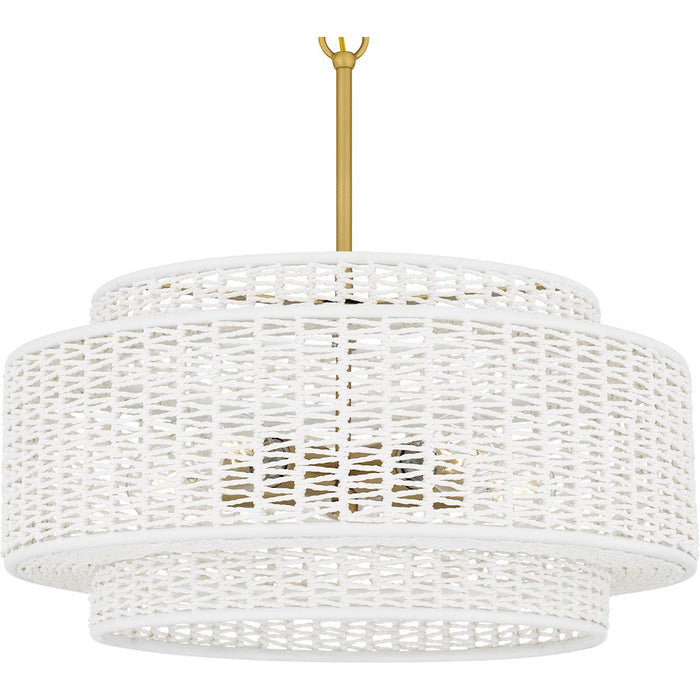 Quoizel Teton 5 Light Pendant, Brushed Gold/Rope