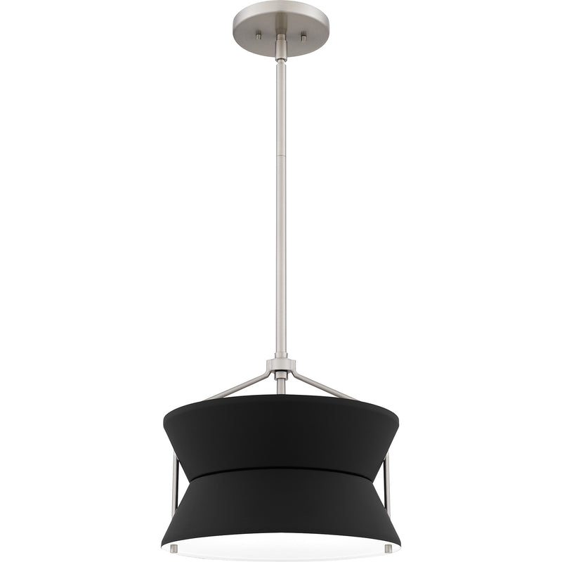 Quoizel Nira 13in 2-Light Pendant | Industrial Brushed Nickel and Matte Black Metal | Foyer & Kitchen Island | 13 x 13 x 11 in | Model QP6166BN