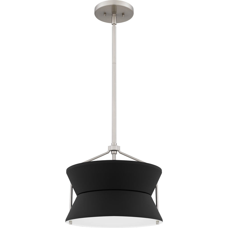 Quoizel Nira 13in 2-Light Pendant | Industrial Brushed Nickel and Matte Black Metal | Foyer & Kitchen Island | 13 x 13 x 11 in | Model QP6166BN