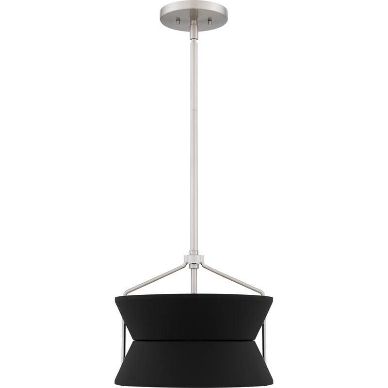 Quoizel Nira 13in 2-Light Pendant | Industrial Brushed Nickel and Matte Black Metal | Foyer & Kitchen Island | 13 x 13 x 11 in | Model QP6166BN