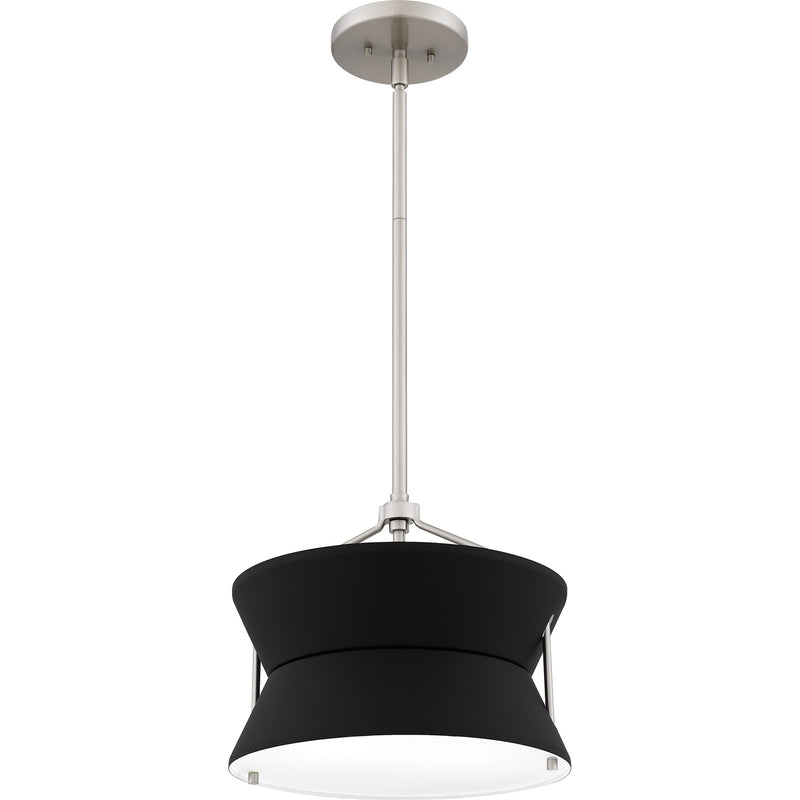Quoizel Nira 13in 2-Light Pendant | Industrial Brushed Nickel and Matte Black Metal | Foyer & Kitchen Island | 13 x 13 x 11 in | Model QP6166BN