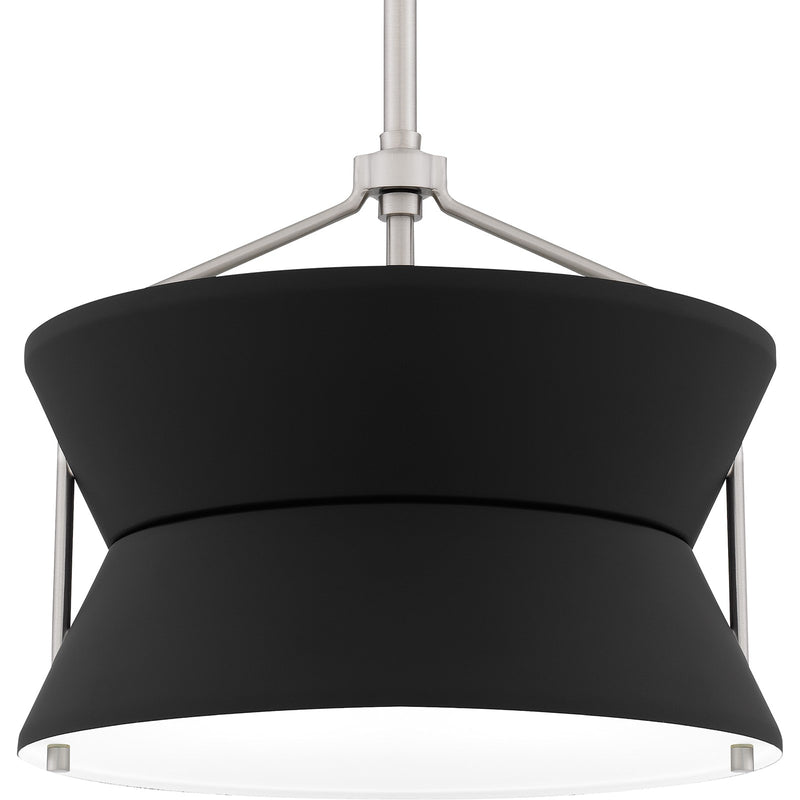 Quoizel Nira 13in 2-Light Pendant | Industrial Brushed Nickel and Matte Black Metal | Foyer & Kitchen Island | 13 x 13 x 11 in | Model QP6166BN