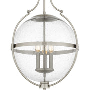 Quoizel Chicago 18in 3-Light Pendant | Transitional Brushed Nickel and Clear Seedy Glass | Kitchen Island & Bar | 17.5 x 17.5 x 29 in | Model QP6169BN