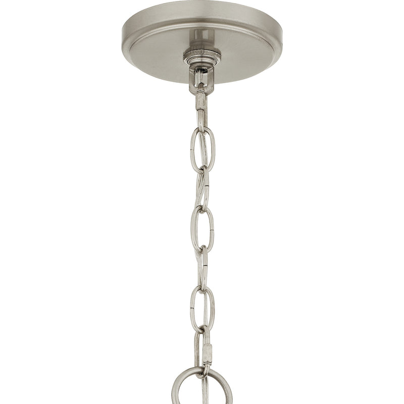 Quoizel Chicago 18in 3-Light Pendant | Transitional Brushed Nickel and Clear Seedy Glass | Kitchen Island & Bar | 17.5 x 17.5 x 29 in | Model QP6169BN