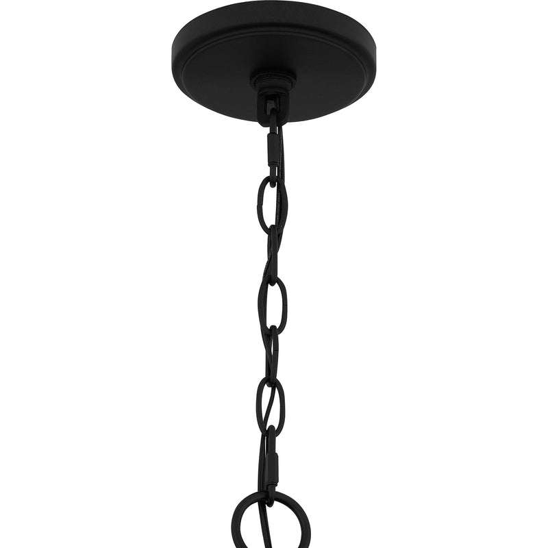 Quoizel Chicago 18in 3-Light Pendant | Transitional Matte Black and Clear Seedy Glass | Kitchen Island & Bar | 17.5 x 17.5 x 29 in | Model QP6169MBK