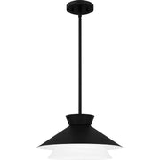 Quoizel Lionel 15in 1-Light Pendant | Modern Matte Black and White Alabaster Glass | Kitchen Island & Bar | 15 x 15 x 7.75 in | Model QP6171MBK