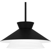 Quoizel Lionel 15in 1-Light Pendant | Modern Matte Black and White Alabaster Glass | Kitchen Island & Bar | 15 x 15 x 7.75 in | Model QP6171MBK