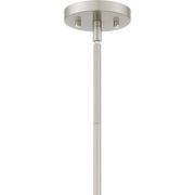 Quoizel Thibault 16in 1-Light Pendant | Transitional Brushed Nickel and White Ribbed Glass | Kitchen Island & Dining Room | Model QP6181BN