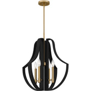 Quoizel Talia 22in 4-Light Pendant | Industrial Matte Black and Light Gold | Kitchen Island & Dining Room | 22 x 22 x 21.75 in | Model QP6188MBK