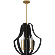 Quoizel Talia 22in 4-Light Pendant | Industrial Matte Black and Light Gold | Kitchen Island & Dining Room | 22 x 22 x 21.75 in | Model QP6188MBK