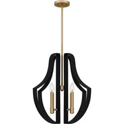 Quoizel Talia 22in 4-Light Pendant | Industrial Matte Black and Light Gold | Kitchen Island & Dining Room | 22 x 22 x 21.75 in | Model QP6188MBK