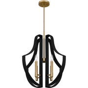 Quoizel Talia 22in 4-Light Pendant | Industrial Matte Black and Light Gold | Kitchen Island & Dining Room | 22 x 22 x 21.75 in | Model QP6188MBK
