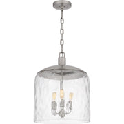 Quoizel Selma 14in 3-Light Pendant | Coastal Brushed Nickel and Clear Water Glass | Kitchen Island & Dining Room | 14 x 14 x 18 in | Model QP6205BN