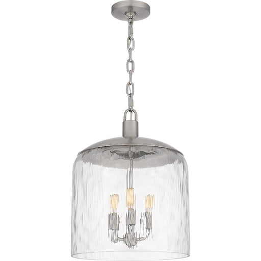 Quoizel Selma 14in 3-Light Pendant | Coastal Brushed Nickel and Clear Water Glass | Kitchen Island & Dining Room | 14 x 14 x 18 in | Model QP6205BN