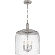 Quoizel Selma 14in 3-Light Pendant | Coastal Brushed Nickel and Clear Water Glass | Kitchen Island & Dining Room | 14 x 14 x 18 in | Model QP6205BN