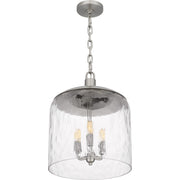 Quoizel Selma 14in 3-Light Pendant | Coastal Brushed Nickel and Clear Water Glass | Kitchen Island & Dining Room | 14 x 14 x 18 in | Model QP6205BN