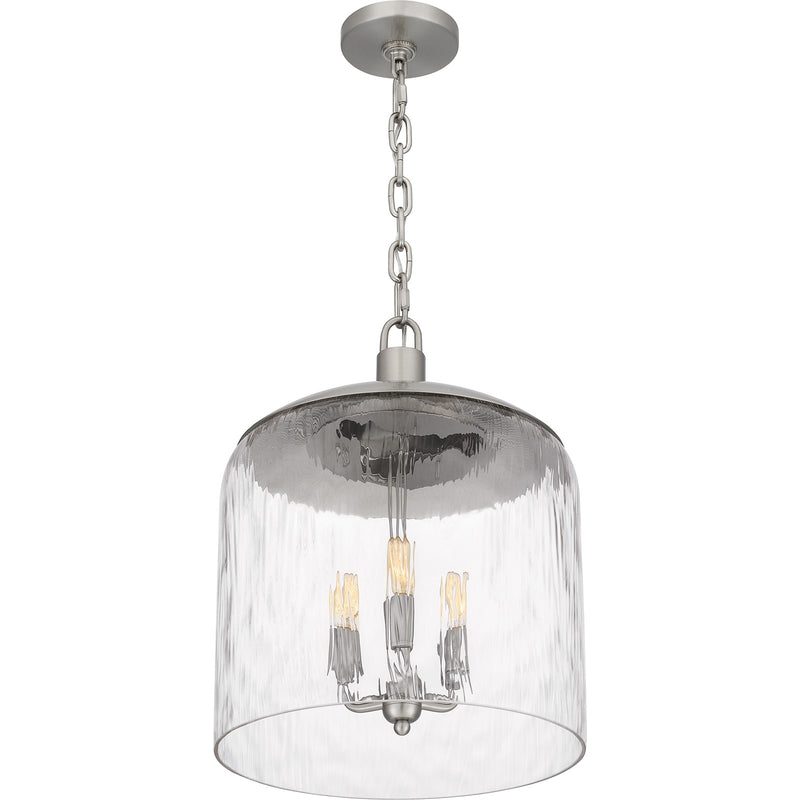 Quoizel Selma 14in 3-Light Pendant | Coastal Brushed Nickel and Clear Water Glass | Kitchen Island & Dining Room | 14 x 14 x 18 in | Model QP6205BN