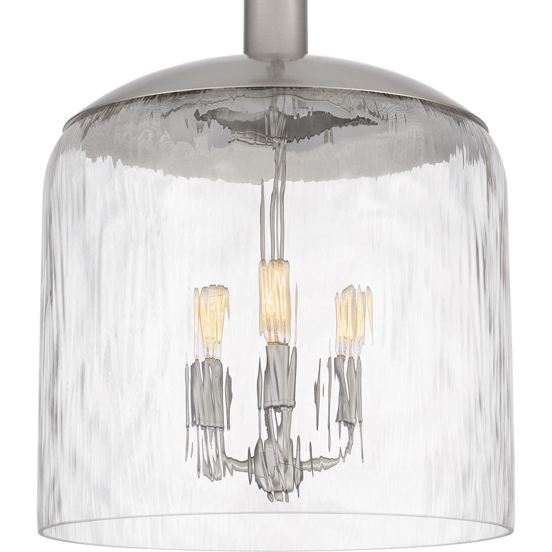 Quoizel Selma 14in 3-Light Pendant | Coastal Brushed Nickel and Clear Water Glass | Kitchen Island & Dining Room | 14 x 14 x 18 in | Model QP6205BN