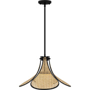 Quoizel Delilah 18in 1-Light Pendant | Coastal Matte Black and Natural Rattan | Kitchen Island & Dining Room | 18 x 18 x 13 in | Model QP6207MBK