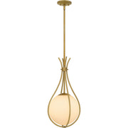 Quoizel Aliyah 11in 1-Light Mini Pendant | Modern Aged Brass and Opal Etched Glass | Kitchen Island & Bar | 10.75 x 10.75 x 22 in | Model QP6216AB