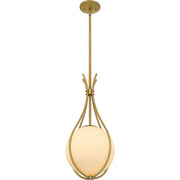 Quoizel Aliyah 11in 1-Light Mini Pendant | Modern Aged Brass and Opal Etched Glass | Kitchen Island & Bar | 10.75 x 10.75 x 22 in | Model QP6216AB