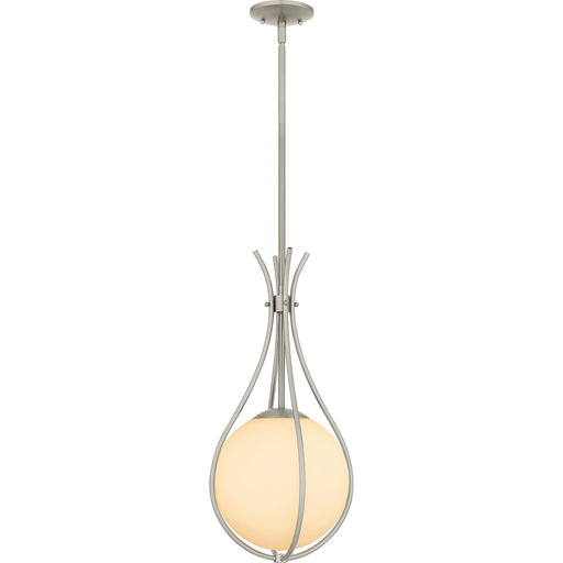 Quoizel Aliyah 11in 1-Light Mini Pendant | Modern Brushed Nickel and Opal Etched Glass | Kitchen Island & Bar | 10.75 x 10.75 x 22 in | Model QP6216BN