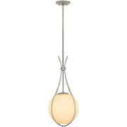 Quoizel Aliyah 11in 1-Light Mini Pendant | Modern Brushed Nickel and Opal Etched Glass | Kitchen Island & Bar | 10.75 x 10.75 x 22 in | Model QP6216BN