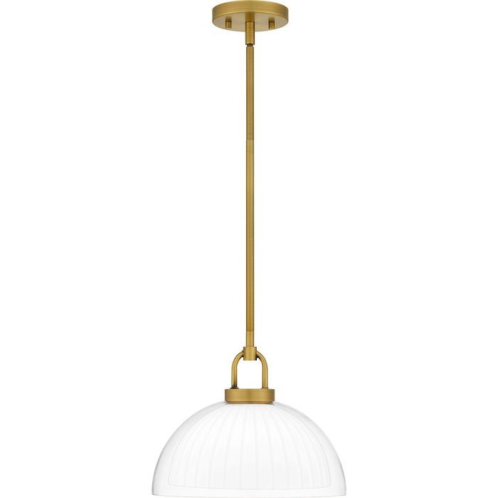 Quoizel Jansen 1 Light Pendant, Brushed Gold/Clear/Opal Etched Glass