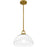 Quoizel Jansen 1 Light Pendant, Brushed Gold/Clear/Opal Etched Glass