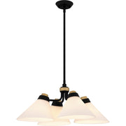Quoizel Graft 24.5in 4-Light Pendant | Transitional Matte Black and Opal Etched Glass | Kitchen Island & Dining Room | Model QP6218MBK