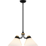 Quoizel Graft 24.5in 4-Light Pendant | Transitional Matte Black and Opal Etched Glass | Kitchen Island & Dining Room | Model QP6218MBK