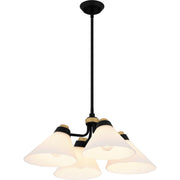 Quoizel Graft 24.5in 4-Light Pendant | Transitional Matte Black and Opal Etched Glass | Kitchen Island & Dining Room | Model QP6218MBK