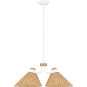 Quoizel Graft 24in 4-Light Pendant | Coastal Matte White and Rattan Caning | Kitchen Island & Dining Room | 24 x 24 x 9 in | Model QP6218W
