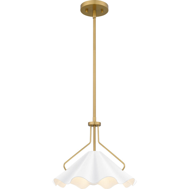 Quoizel Mejia 14in 1-Light Pendant | Modern Aged Brass and White Metal | Kitchen Island & Dining Room | 14 x 14 x 11.5 in | Model QP6219AB