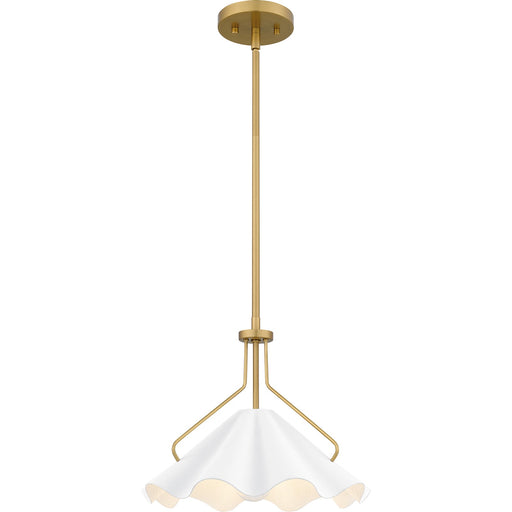 Quoizel Mejia 14in 1-Light Pendant | Modern Aged Brass and White Metal | Kitchen Island & Dining Room | 14 x 14 x 11.5 in | Model QP6219AB