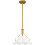 Quoizel Mejia 14in 1-Light Pendant | Modern Aged Brass and White Metal | Kitchen Island & Dining Room | 14 x 14 x 11.5 in | Model QP6219AB
