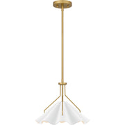 Quoizel Mejia 14in 1-Light Pendant | Modern Aged Brass and White Metal | Kitchen Island & Dining Room | 14 x 14 x 11.5 in | Model QP6219AB