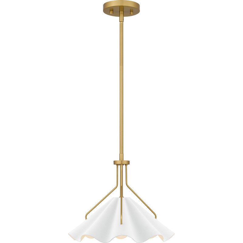 Quoizel Mejia 14in 1-Light Pendant | Modern Aged Brass and White Metal | Kitchen Island & Dining Room | 14 x 14 x 11.5 in | Model QP6219AB