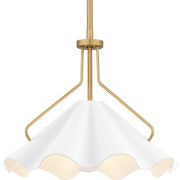 Quoizel Mejia 14in 1-Light Pendant | Modern Aged Brass and White Metal | Kitchen Island & Dining Room | 14 x 14 x 11.5 in | Model QP6219AB