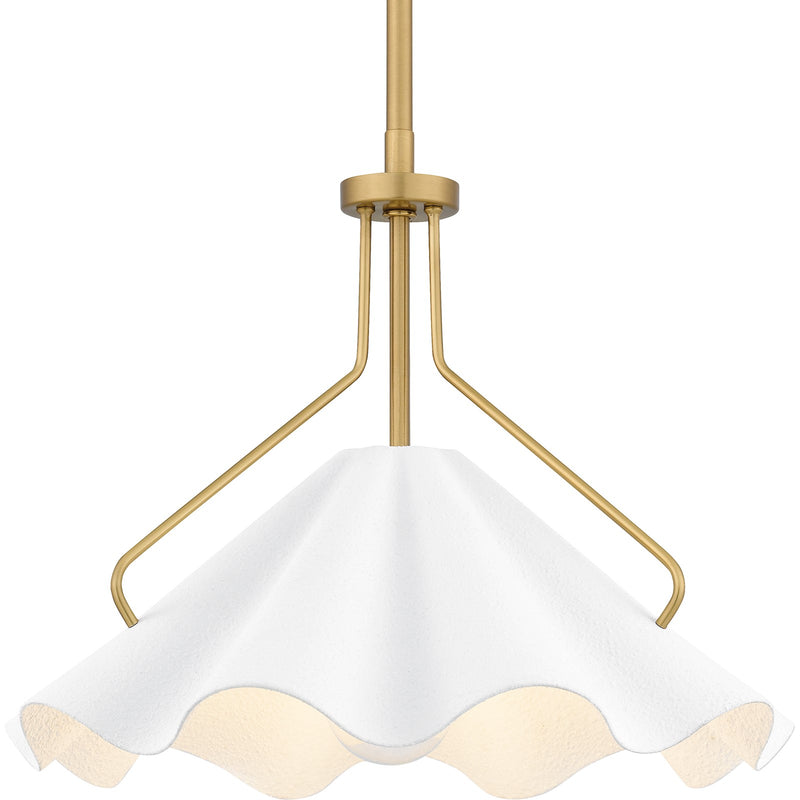 Quoizel Mejia 14in 1-Light Pendant | Modern Aged Brass and White Metal | Kitchen Island & Dining Room | 14 x 14 x 11.5 in | Model QP6219AB