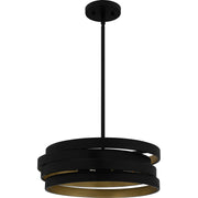 Quoizel Berner 16in 3-Light Pendant | Modern Industrial Matte Black and Gold Steel | Entryway & Home Office | 16 x 16 x 5.5 in | Model QP6223MBK