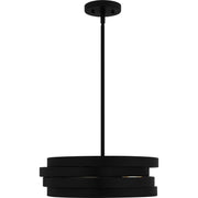 Quoizel Berner 16in 3-Light Pendant | Modern Industrial Matte Black and Gold Steel | Entryway & Home Office | 16 x 16 x 5.5 in | Model QP6223MBK