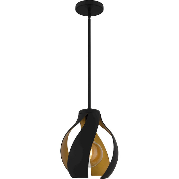 Quoizel Kiko 1 Light Pendant, Matte Black/Metal