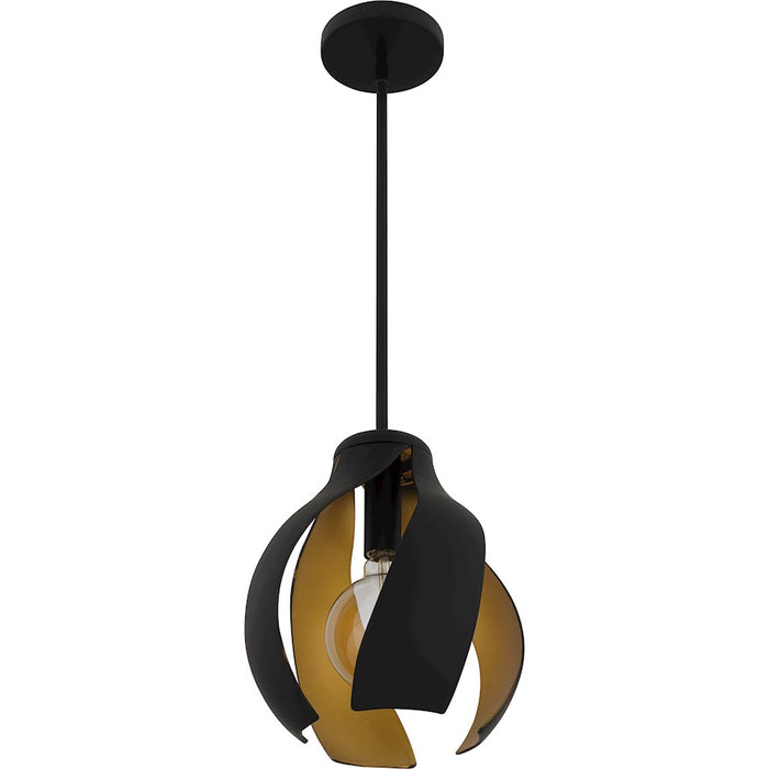 Quoizel Kiko 1 Light Pendant, Matte Black/Metal