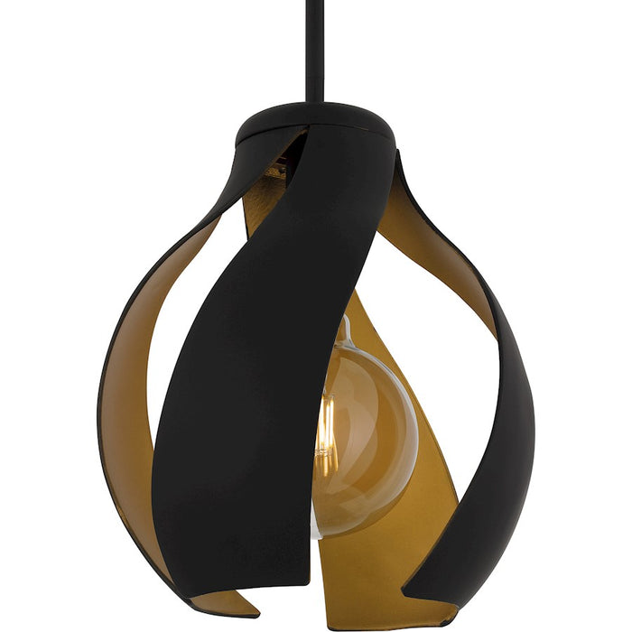 Quoizel Kiko 1 Light Pendant, Matte Black/Metal