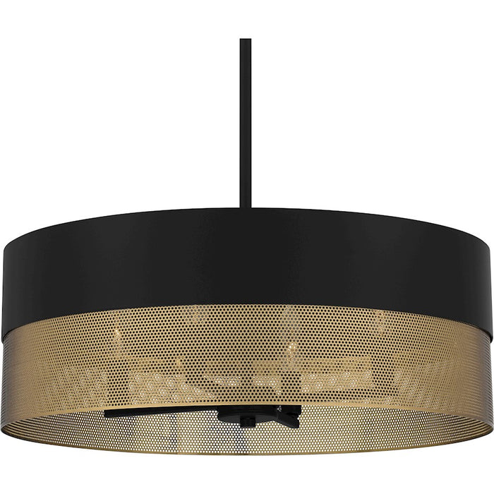 Quoizel Alani 4 Light Pendant, Matte Black/Metal